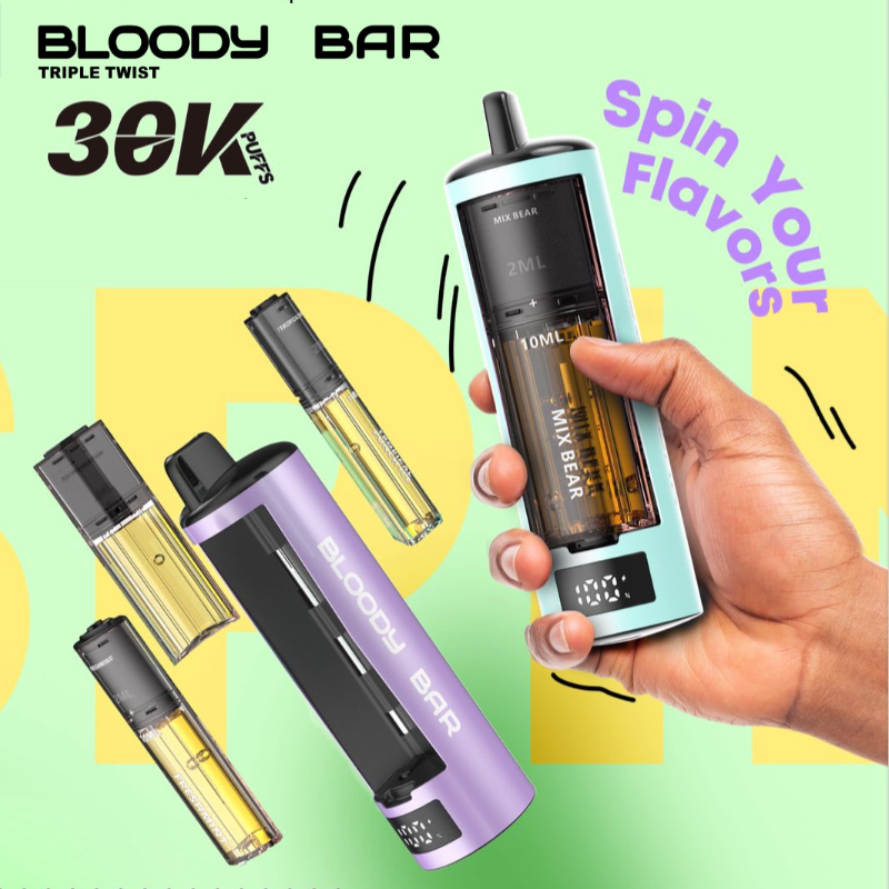 Bloody Bar 30K Whats Inside, and spin to use flavours!