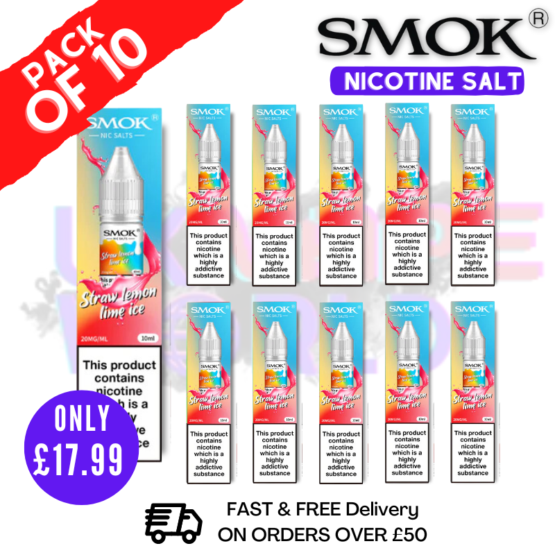 Shop Straw Lemon Lime Ice Smok Nic Salt E Liquid BOX OF 10 - UK Vape World