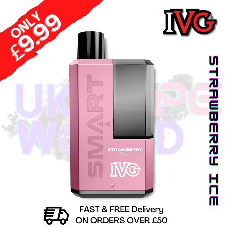 Shop Strawberry ICE IVG 5500 Smart Disposable Kit - ONLY £9.99 - UK Vape World