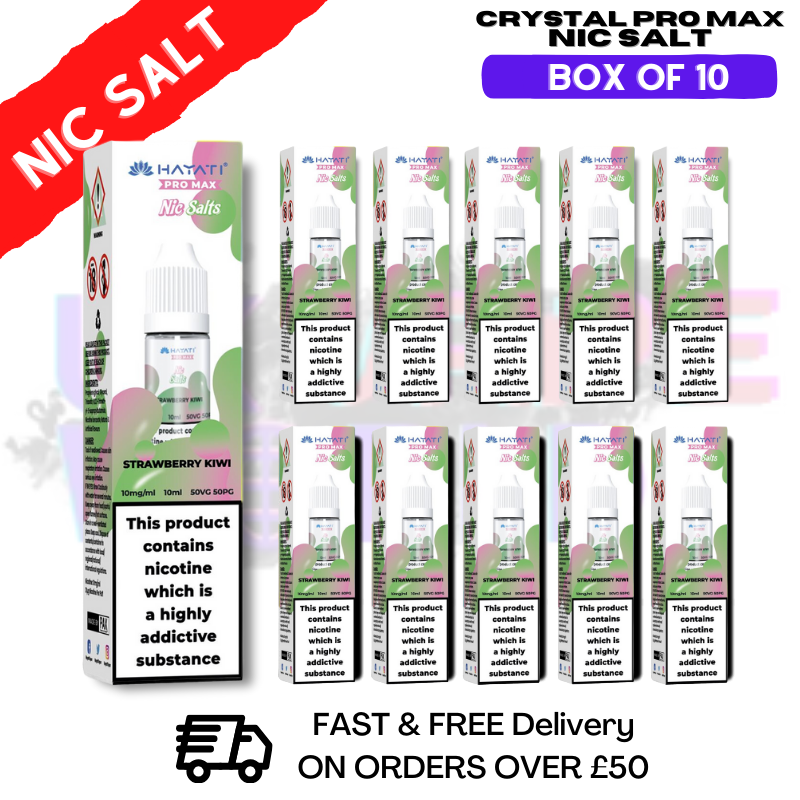 Strawberry Kiwi Hayati Crystal Bar Pro Max Box Of 10 Nic Salts