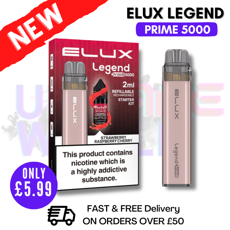 Shop Strawberry Raspberry Cherry Elux Legend PRIME 5000 Puff Kit - UK Vape World