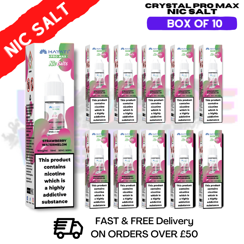 Strawberry Watermelon Hayati Crystal Bar Pro Max Box Of 10 Nic Salts