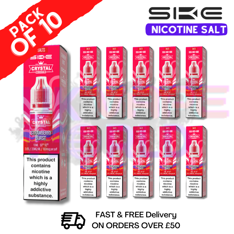 Shop Strawberry Burst Crystal SKE Nic Salt Box / Pack Of 10 - UK Vape World