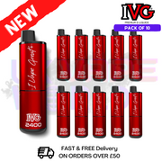 Box Of 10 - Strawberry Edition (NEW) IVG 2400 Disposable Pen Kit - UK Vape World