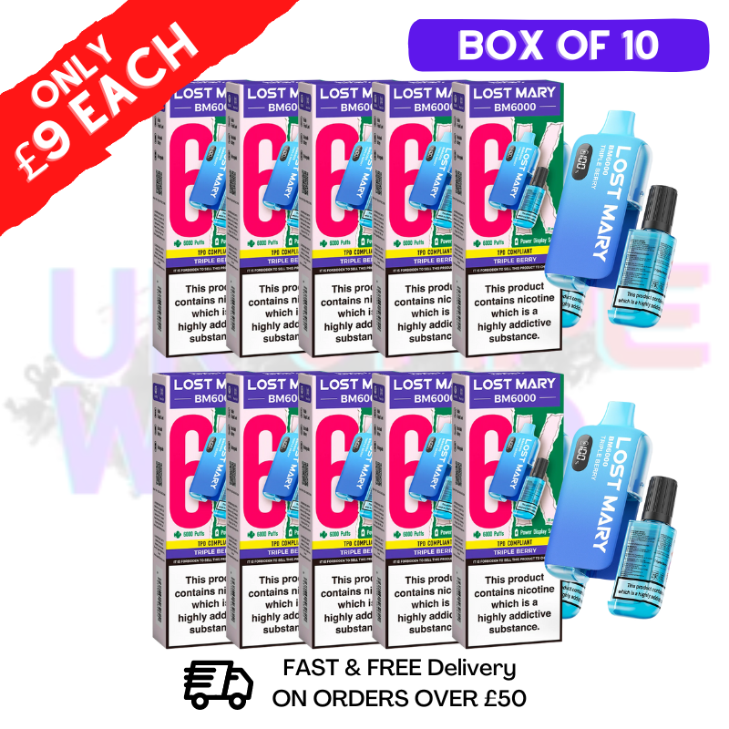 Shop Triple Berry LOST MARY 6000PUFF 6K Box / Pack Of 10 Kit - UK Vape World