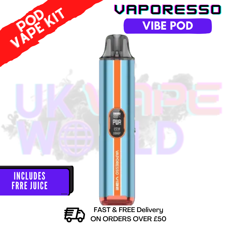 Shop Turbo Blue Vaporesso Vibe Pod Kit + Free 100ML - UK Vape World