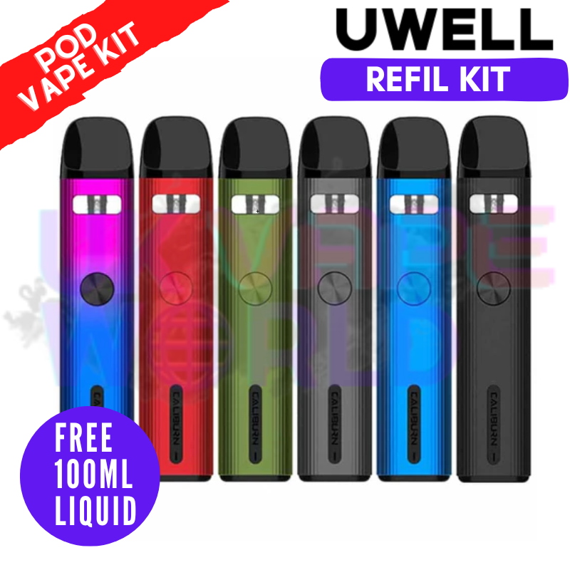 Shop Uwell Caliburn A2 Pod Vape Kit + Free 100ML Eliquid - UK Vape World