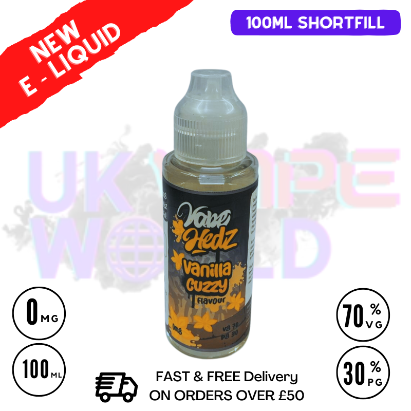 Shop Vanilla Cuzzy Vape Hedz 100ml Shortfill Eliquid - UK Vape World