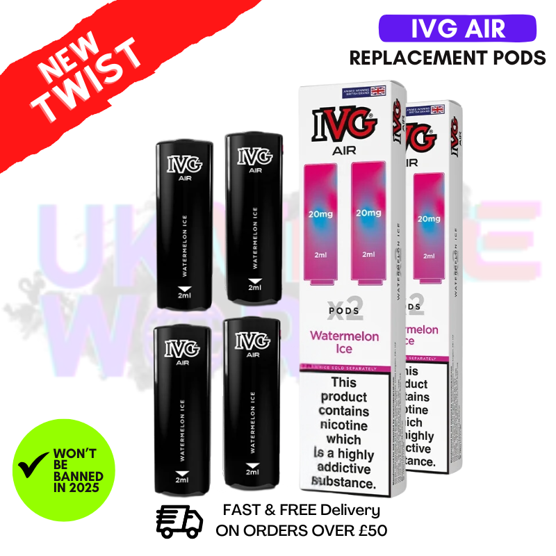 Shop IVG AIR Pods Watermelon ICE Pack Of 4 - UK Vape World