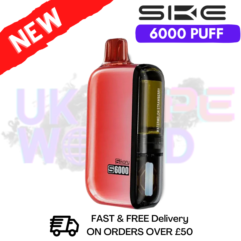 Shop Watermelon Strawberry SKE SIKARY 6000 PUFF 6K Disposable Kit - UK Vape World