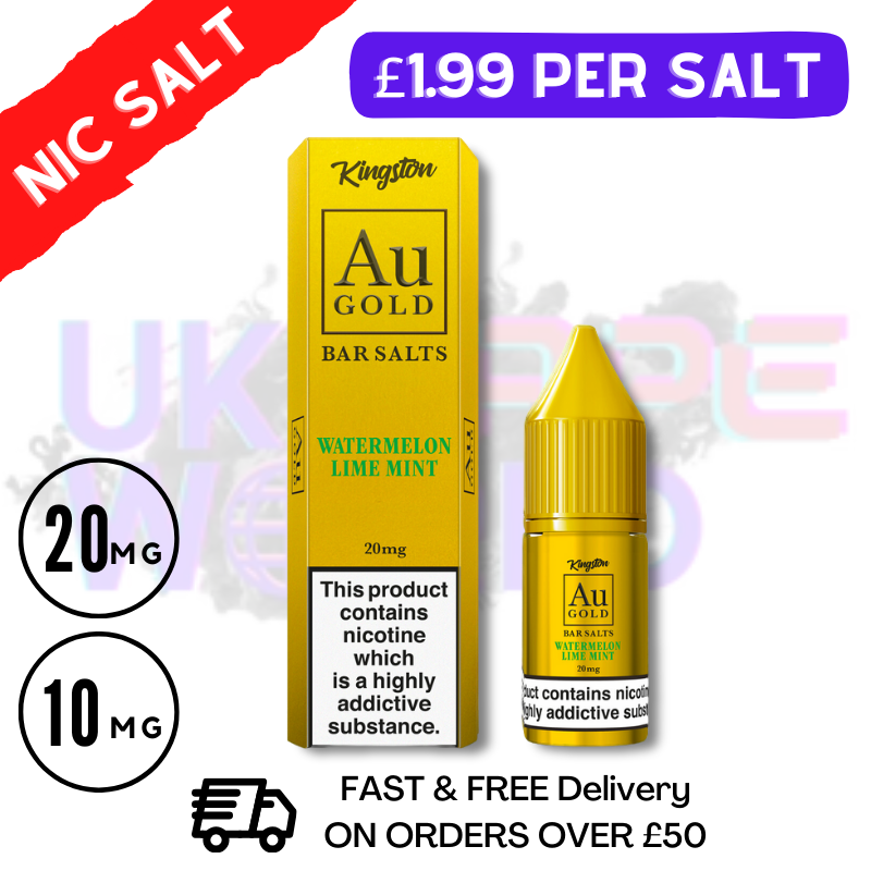 Shop Watermelon Lemon Mint By Kingston AU Gold Bar Salt 10ML Nicotine Salt eLiquid - UK Vape World