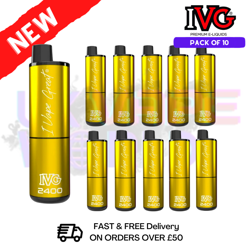 Box Of 10 - Yellow Edition IVG 2400 Disposable Pen Kit - UK Vape World