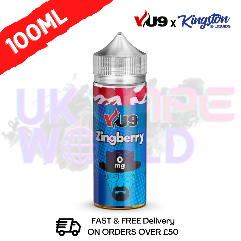 Zingberry Shortfill Juice 100ML Eliquid - VU9 x Kingston Creamy blueberry finish complemented by a hit of menthol and the addition of subtle aniseed undertones - UK Vape World
