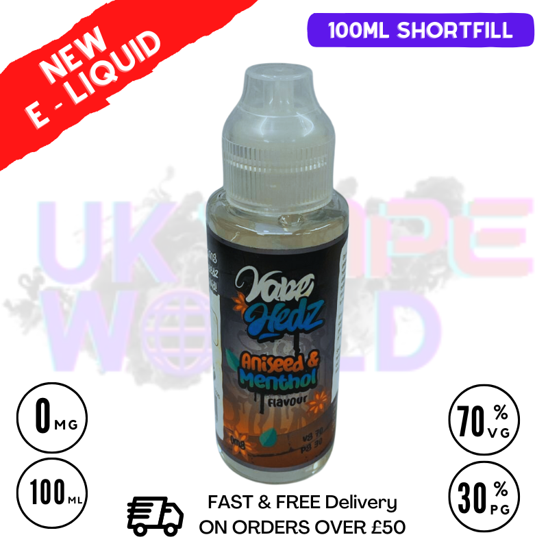 Aniseed & Menthol Vape Hedz 100ml Shortfill Eliquid