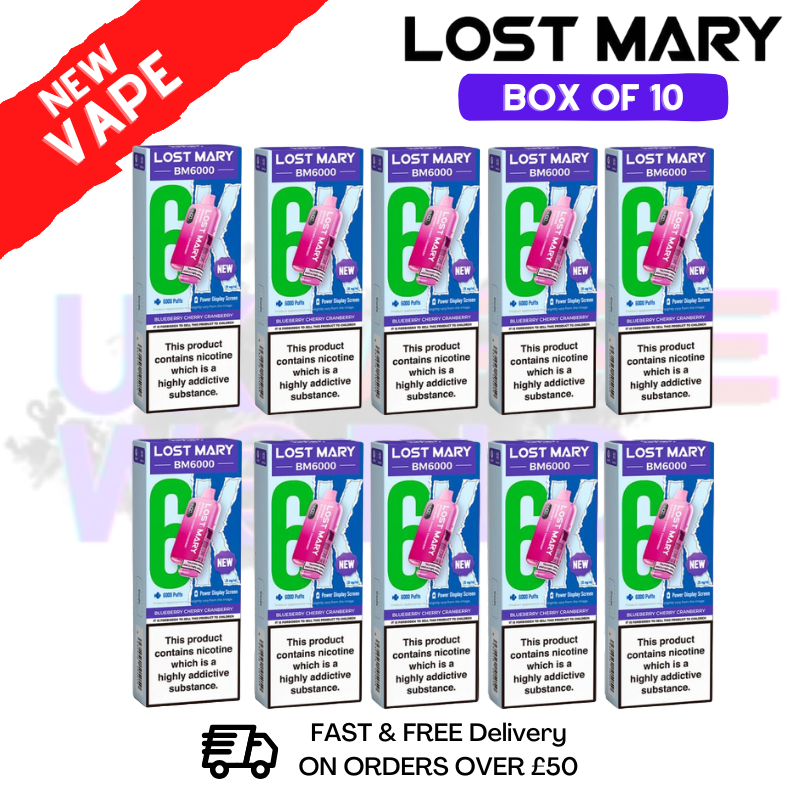 Blueberry Cherry Cranberry LOST MARY 6000PUFF 6K Box Of 10