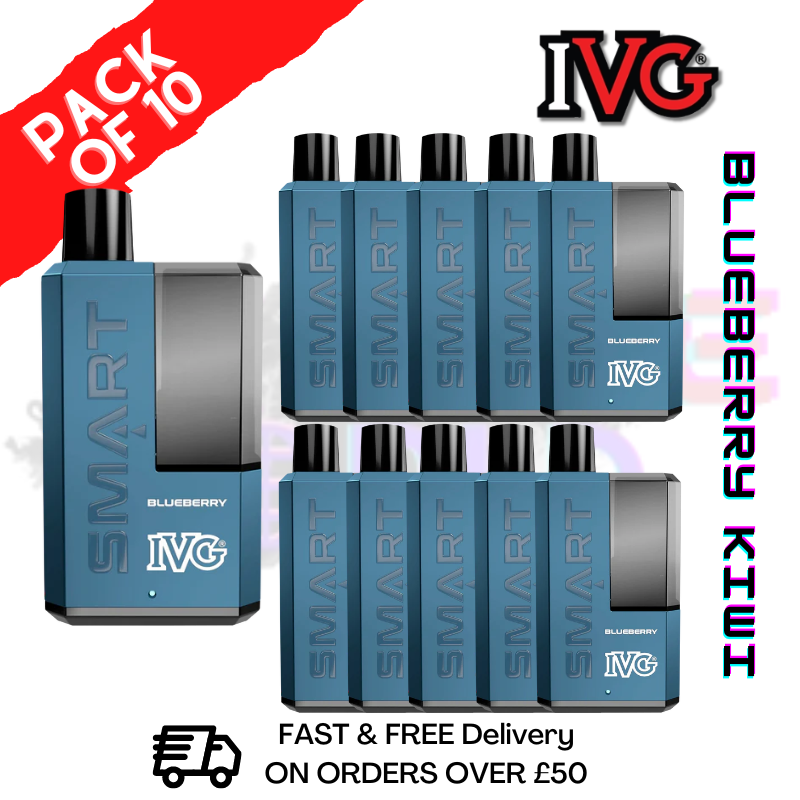 Shop Blueberry Kiwi IVG Smart 5500 Puff Kit Pack / Box Of 10 - UK Vape World