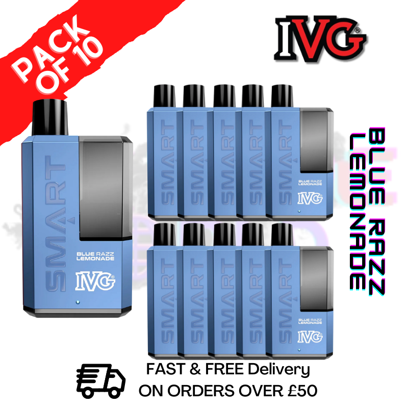 Shop Blue Razz Lemonade IVG Smart 5500 Puff Kit Pack / Box Of 10 - UK Vape World