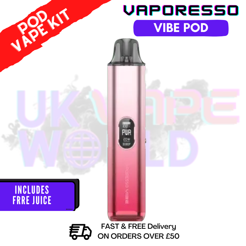 Shop Cherry Pink Vaporesso Vibe Pod Kit + Free 100ML - UK Vape World