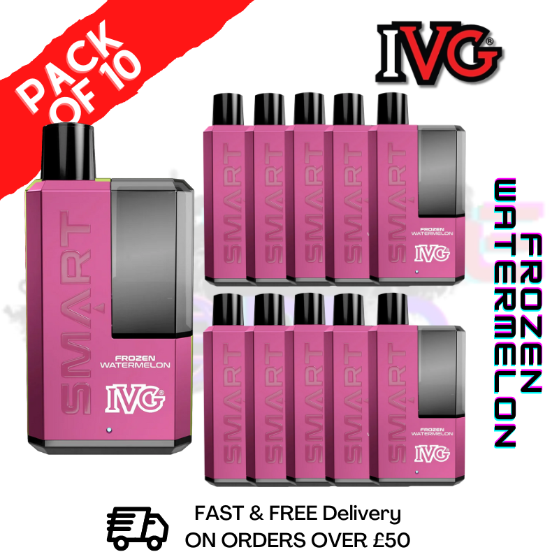 Shop Frozen Watermelon IVG Smart 5500 Puff Kit Pack / Box Of 10 - UK Vape World