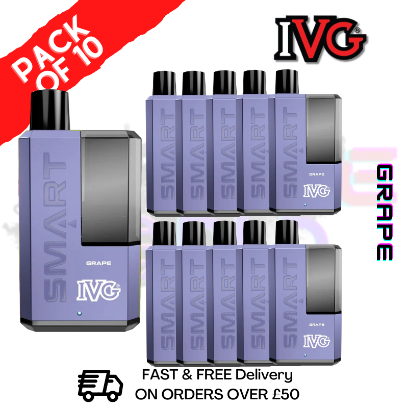 Shop Grape IVG Smart 5500 Puff Kit Pack / Box Of 10 - UK Vape World