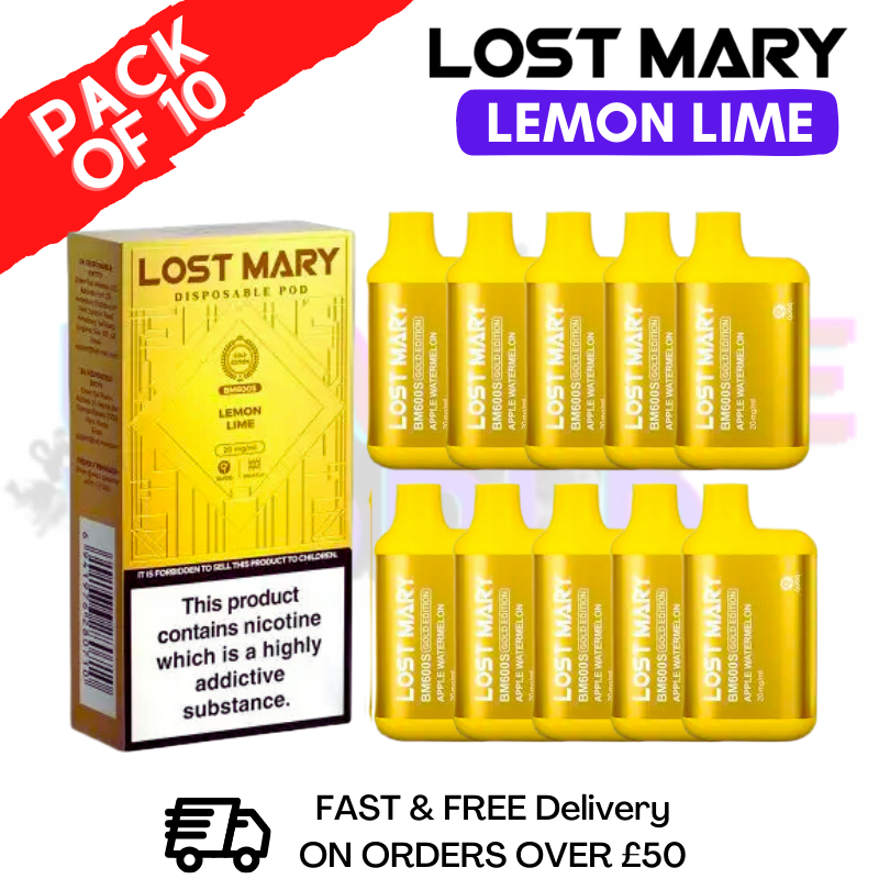 Shop Lemon Lime Gold Lost Mary 600Puff Disposable Pod Kit - UK Vape World