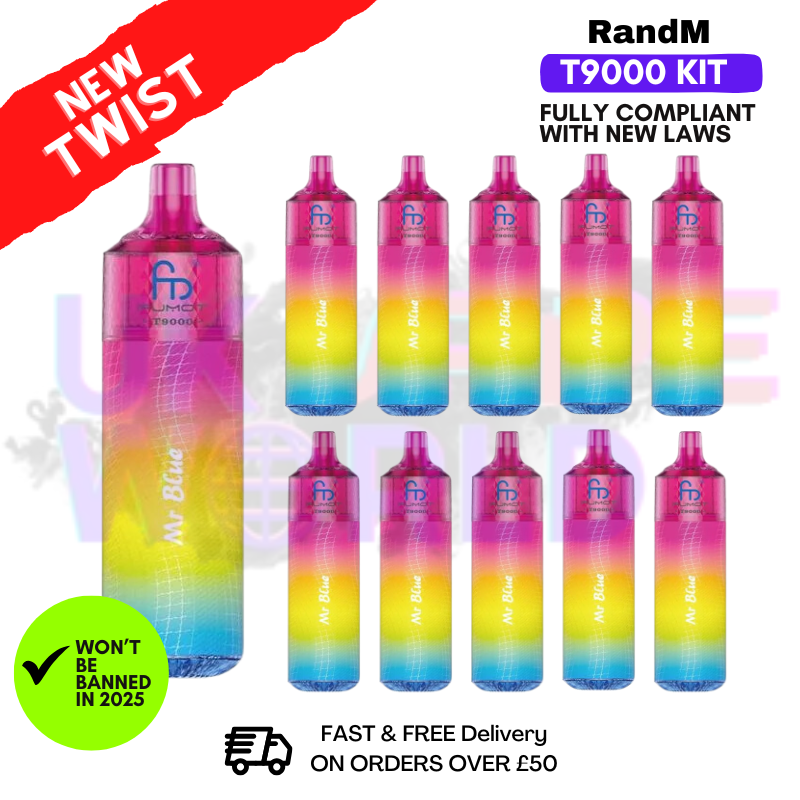 Shop Mr Blue Randm T9000 Puffs Box Of 10 - UK Vape World