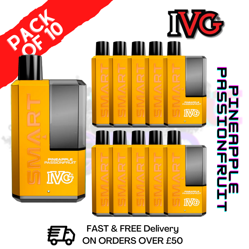 Pineapple Passionfruit IVG Smart 5500 Puff Kit Pack / Box Of 10 - UK Vape World