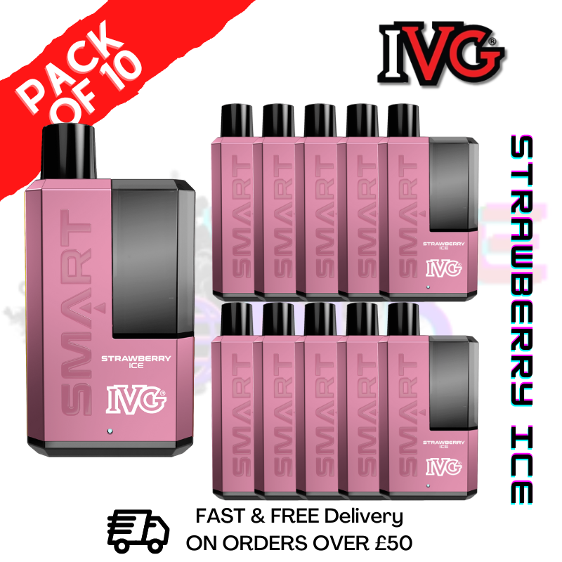 Shop Strawberry Ice IVG Smart 5500 Puff Kit Pack / Box Of 10 - UK Vape World