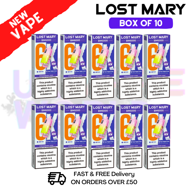 Strawberry Kiwi LOST MARY 6000PUFF 6K Box Of 10