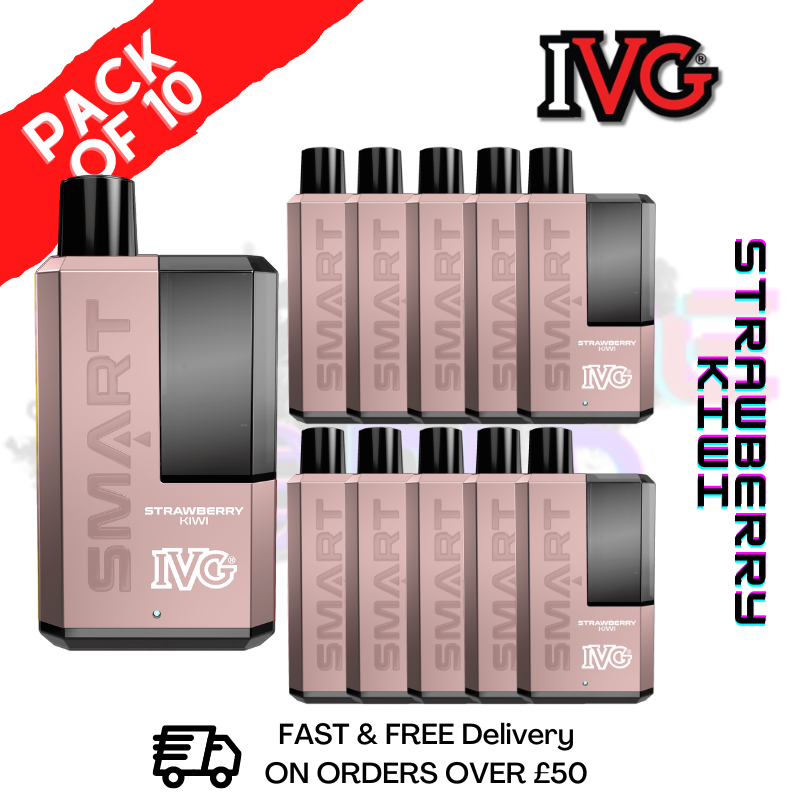 Shop Strawberry Kiwi IVG Smart 5500 Puff Kit Pack / Box Of 10 - UK Vape World