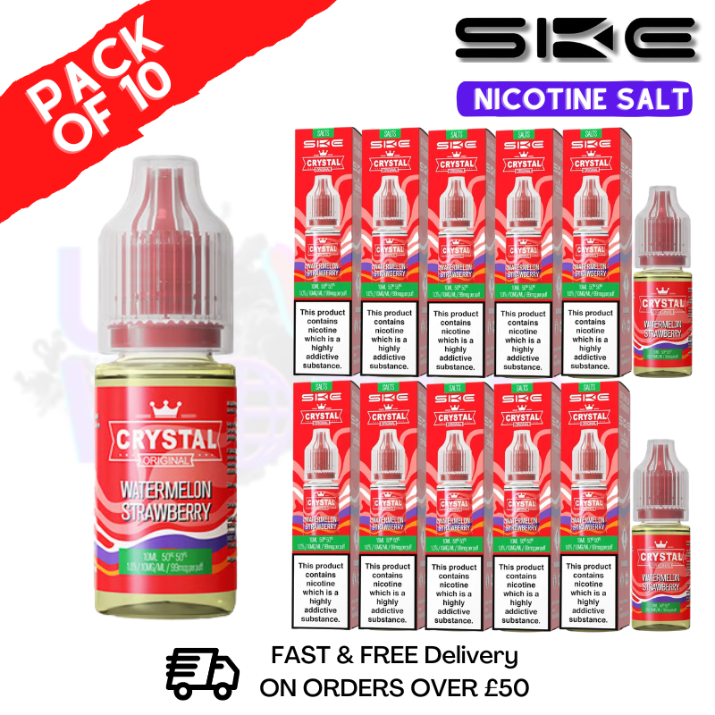 Shop Watermelon Strawberry Crystal SKE Nic Salt BOX OF 10 - UK Vape Wolrd